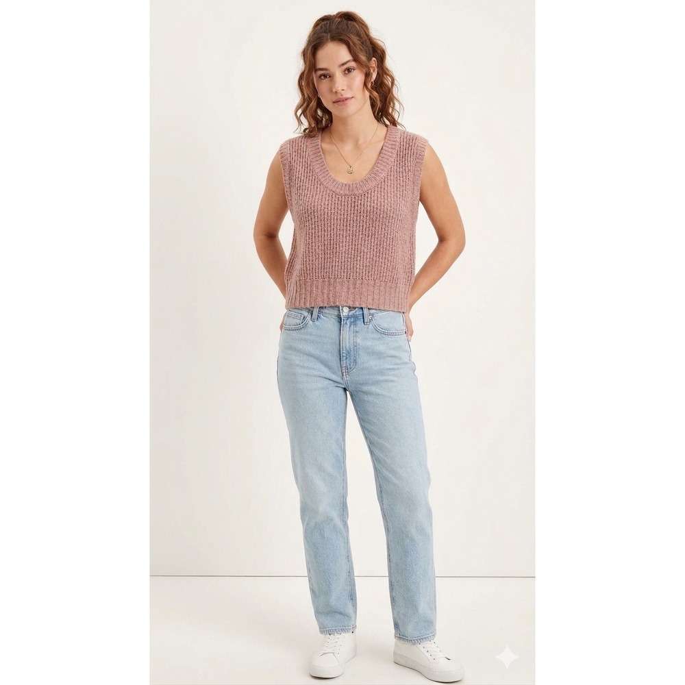 American Eagle Mauve Pink Marled Ribbed Knit Scoop Neck Sweater Vest XL